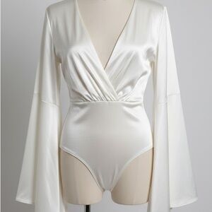 Symphony White Long Sleeve Bodysuit